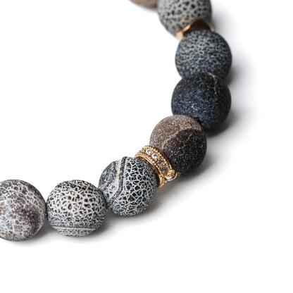 Healing and Protection - Volcanic Stone Bracelet with Bagua charms