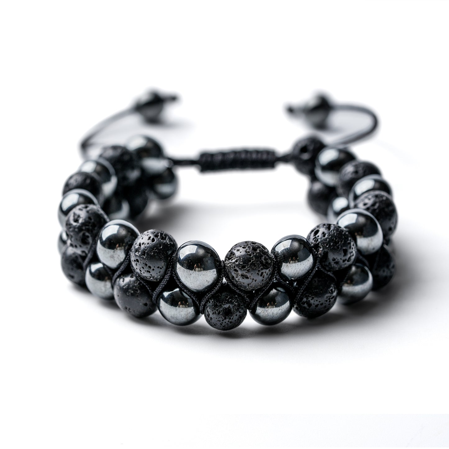 Health and Vitality - Obsidian Volcanic Stone Double Wrap Bracelet
