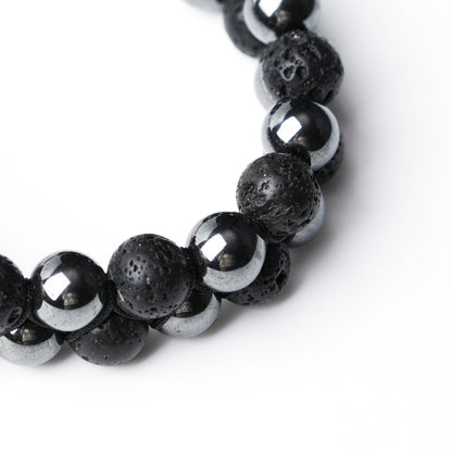 Health and Vitality - Obsidian Volcanic Stone Double Wrap Bracelet