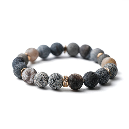 Healing and Protection - Volcanic Stone Bracelet with Bagua charms