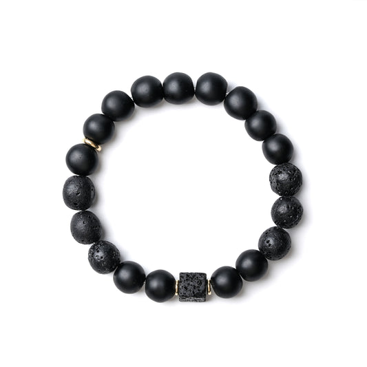 Healing and Protection – Matt Volcanic Stone Bracelet with Bagua charms
