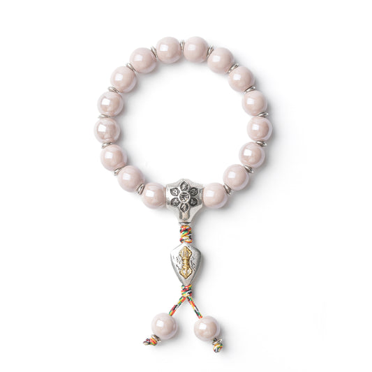 Love and Luck – Pink Porcelain Bracelet with Tibetan Vajra
