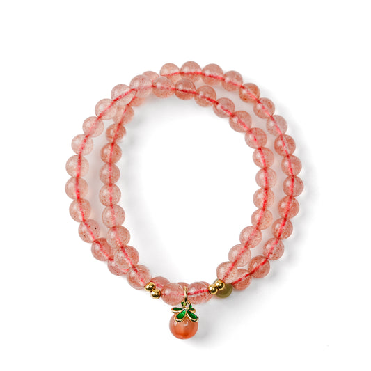 Love and Spiritual Protection - Strawberry Quartz Double Wrap Bracelet