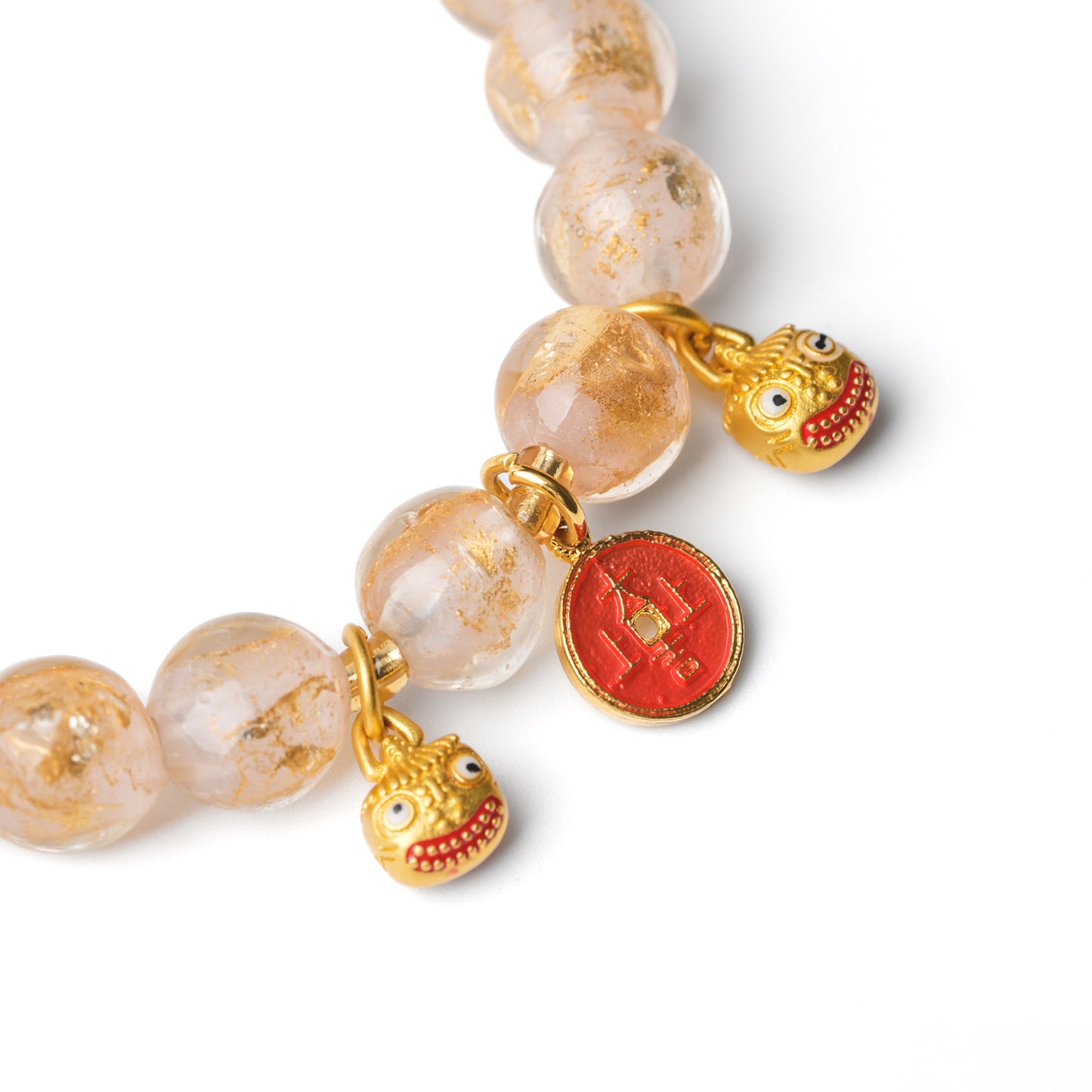 Prosperity and Protection: Gold Foil Incense Ash Bracelet with Pixiu Charm