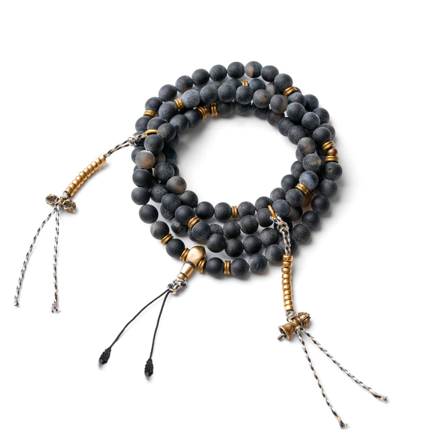 River Tranquility Mala: 108-Bead Necklace with Tibetan Clasp