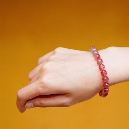 Love and Protection - Gradient Strawberry Quartz Bracelet
