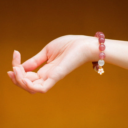 Love and Connection - Pink Quartz Bracelet with Lustrous Highlights